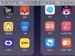 一款专为男生打造，可促进男生之间互动、交流的社交软件