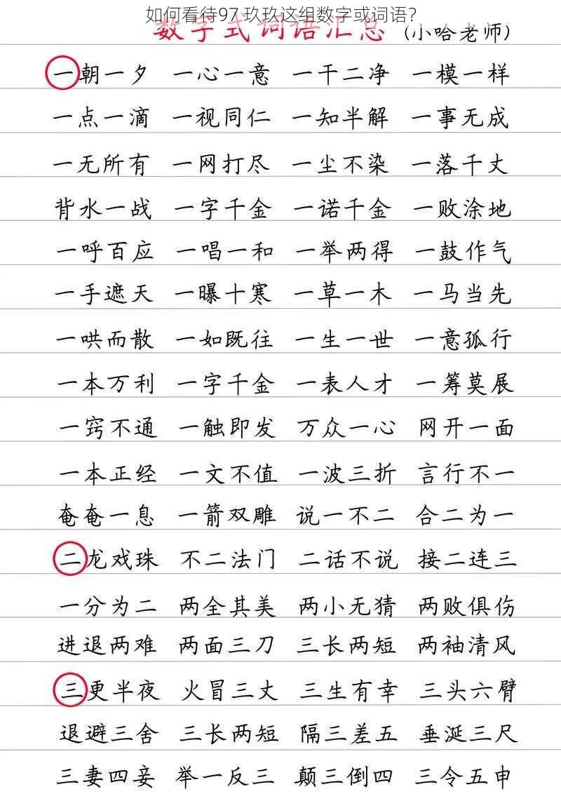 如何看待97 玖玖这组数字或词语？