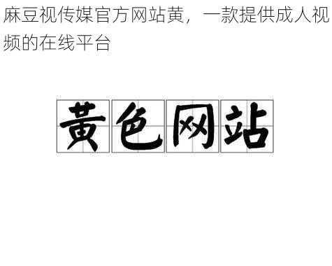 麻豆视传媒官方网站黄，一款提供成人视频的在线平台