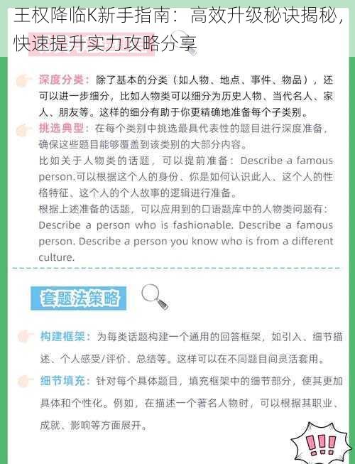 王权降临K新手指南：高效升级秘诀揭秘，快速提升实力攻略分享