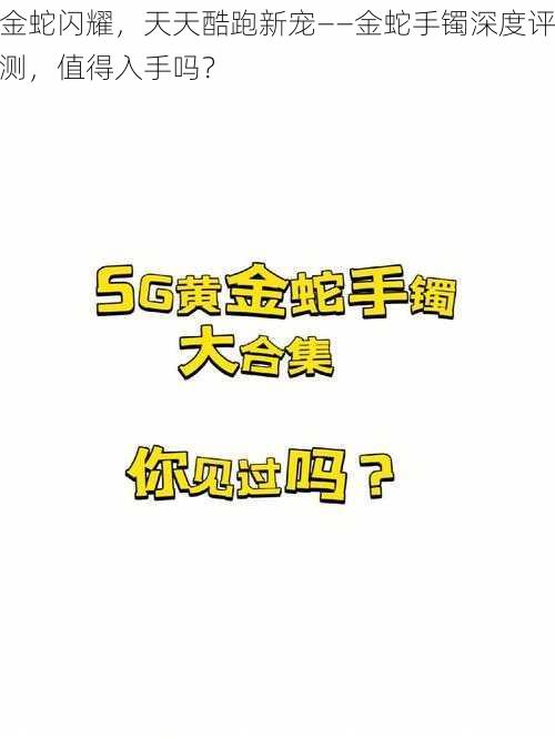 金蛇闪耀，天天酷跑新宠——金蛇手镯深度评测，值得入手吗？