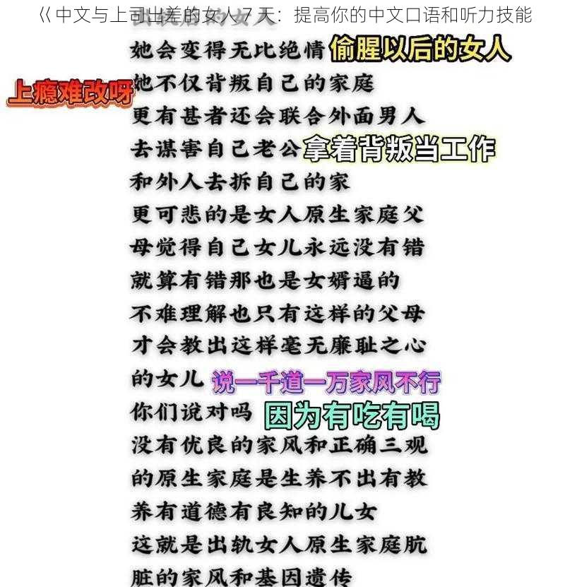 巜中文与上司出差的女人 7 天：提高你的中文口语和听力技能