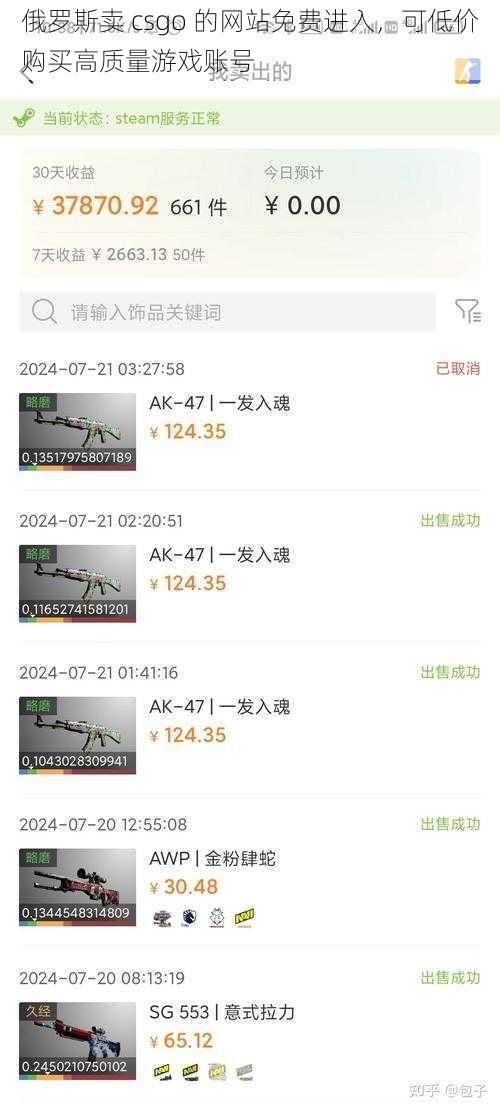 俄罗斯卖 csgo 的网站免费进入，可低价购买高质量游戏账号