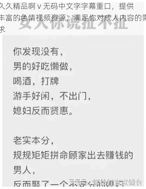 久久精品啊 v 无码中文字字幕重口，提供丰富的色情视频资源，满足你对成人内容的需求